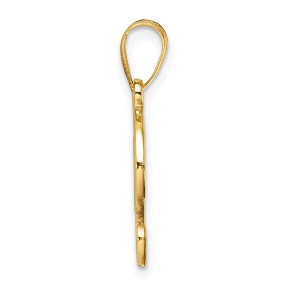 Kazi Luxury 14k Yellow Gold Script Letter F Initial Pendant - Picture 2 of 4